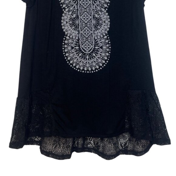 Style & Co Tunic Top Womens Small Black White New WOT Lace Hem - Picture 4 of 7